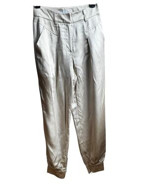 Intermix 100% Silk Pants Beige Satin High Rise NWT Size 0